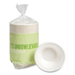 Perk PFAS-Free Compostable Bagasse Bowls, Sugarcane, 12 oz, White, 125/Pack View Product Image