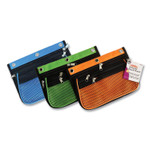 Charles Leonard Three-Pocket Binder-Insertable Expandable Pencil Pouch, 3 Compartments, 3-Hole Punched, 10.25" x 7.5", Assorted, 3/Pack View Product Image