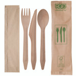 Eco-Products Wood Cutlery, General Purpose, Fork/Knife/Napkin/Spoon, Natural, 500/Carton View Product Image