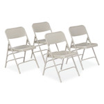 NPS 300 Series Deluxe All-Steel Triple Brace Folding Chair, Supports Up to 480 lb, 17.25" Seat Height, Gray, 4/Carton View Product Image