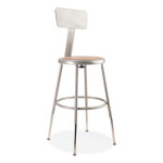 NPS 6200 Series 19" to 27" Height Adjustable Heavy Duty Stool with Backrest, Supports 500 lb, Brown Seat, Gray Back, Gray Base View Product Image