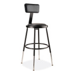 NPS 6400 Series Height Adjustable Heavy Duty Vinyl Steel Stool with Backrest, Supports 300 lb, 19" to 27" Seat Height, Black View Product Image