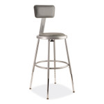 NPS 6400 Series Height Adjustable Heavy Duty Padded Stool with Backrest, Supports Up to 300 lb, 19" to 27" Seat Height, Gray View Product Image