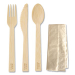 World Centric Bamboo Cutlery, Fork/Knife/Napkin/Spoon, Paper, Natural, 250/Carton View Product Image