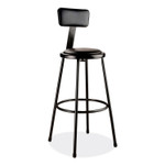 NPS 6400 Series Heavy Duty Vinyl Padded Stool with Backrest, Supports 300 lb, 30" Seat Height, Black Seat/Back/Base View Product Image