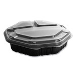 SOLO OctaView Hinged-Lid Hot Food Containers, 3 Compartments, 38 oz, 9.55 x 9.1 x 2.4, Black/Clear, Plastic, 100/Carton View Product Image