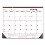 Brownline Monthly Desk Pad Calendar, 22 x 17, White/Burgundy Sheets, Black Binding, Black Corners, 12-Month (Jan to Dec): 2024 View Product Image