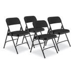 NPS 2200 Series Fabric Dual-Hinge Folding Chair, Supports 500 lb, Midnight Black Seat/Back, Black Base, 4/Carton View Product Image
