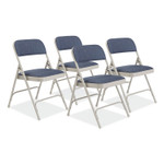 NPS 2200 Series Fabric Dual-Hinge Premium Folding Chair, Supports Up to 500 lb, Blue Seat, Blue Back, Gray Base, 4/Carton View Product Image