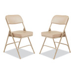 NPS 3200 Series 2" Vinyl Upholstered Double Hinge Folding Chair, Supports Up to 300lb, 18.5" Seat Height, Beige, 2/Carton View Product Image