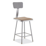 NPS 6300 Series Heavy Duty Square Seat Stool with Backrest, Supports Up to 500 lb, 23.25" Seat Height, Brown Seat,Gray Back/Base View Product Image