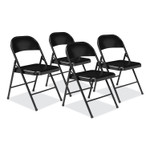 BASICS by NPS 900 Series All-Steel Folding Chair, Supports Up to 250 lb, 17.75" Seat Height, Black Seat, Black Back, Black Base, 4/Carton View Product Image