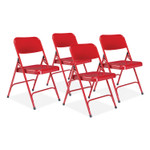 NPS 200 Series Premium All-Steel Double Hinge Folding Chair, Supports Up to 500 lb, 17.25" Seat Height, Red, 4/Carton View Product Image