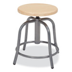 NPS 6800 Series Height Adjustable Wood Seat Swivel Stool, Supports Up to 300 lb, 19" to 25" Seat Height, Maple Seat, Gray Base View Product Image
