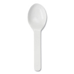 World Centric PLA Compostable Cutlery, Tasting Spoon, Plastic, 3", White, 3,000/Carton View Product Image