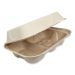 World Centric Fiber Hinged Containers, Hoagie Box, 9.2 x 6.4 x 3, Natural, Paper, 500/Carton View Product Image