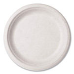 Vegware Molded Fiber Tableware, Compostable, Plate, Sugarcane, 9" dia, White, 500/Carton View Product Image