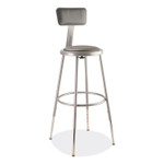 NPS 6400 Series Height Adjustable Heavy Duty Padded Stool with Backrest, Supports Up to 300 lb, 25" to 33" Seat Height, Gray View Product Image