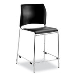 NPS Cafetorium Counter Height Stool, Padded, Supports Up to 300 lb, 24" Seat Height, Black Seat, Black Back, Chrome Base View Product Image
