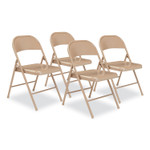 BASICS by NPS 900 Series All-Steel Folding Chair, Supports Up to 250 lb, 17.75" Seat Height, Beige Seat, Beige Back, Beige Base, 4/Carton View Product Image