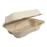 World Centric Fiber Hinged Containers, Hoagie Box, 9.2 x 6.4 x 3.1, Natural, Paper, 500/Carton View Product Image