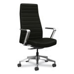 HON Cofi Executive High Back Chair, Supports Up to 300 lb, 15.5 to 20.5 Seat Height, Black Seat/Back, Polished Aluminum Base View Product Image