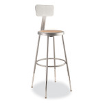 NPS 6200 Series 25" to 33" Height Adjustable Heavy Duty Stool with Backrest, Supports Up to 500 lb, Brown Seat, Gray Base View Product Image