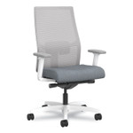 HON Ignition 2.0 4-Way Stretch Mid-Back Mesh Task Chair, Black Adjustable Lumbar Support, Basalt Seat, Fog Back, White Base View Product Image