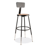 NPS 6200 Series 25" to 33" Height Adjustable Heavy Duty Stool with Backrest, Supports Up to 500 lb, Brown Seat, Black Base View Product Image