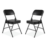 NPS 3200 Series 2" Vinyl Upholstered Double Hinge Folding Chair, Supports Up to 300 lb, 18.5" Seat Height, Black, 2/Carton View Product Image
