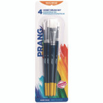 Prang Hobby Four-Brush Set, Assorted, Synthetic, Flat; Round, 4/pack View Product Image