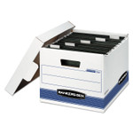 Bankers Box HANG'N'STOR Medium-Duty Storage Boxes, Letter Files, 12.63" x 15.63" x 10", White/Blue, 4/Carton View Product Image