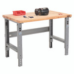 Global Industrial Standard Duty Butcher Block Top Adjustable Height Workbench, 48 x 30 x 30.88 to 36.88, Gray View Product Image