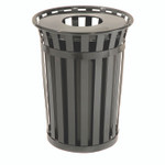 Global Industrial Outdoor Slatted Steel Trash Can, 36 gal, Black View Product Image