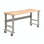 Global Industrial Light Duty Butcher Block Top Adjustable Height Workbench, 800 lbs, 72 x 30 x 36 to 43, Gray View Product Image
