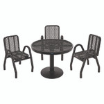 Global Industrial Outdoor Dining Set, Round, 36" dia x 29"h, Black Top, Black Base/Legs View Product Image