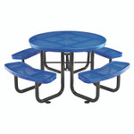 Global Industrial Perforated Steel Picnic Table, Round, 46" Dia x 29.5"h, Blue Top, Blue Base/Legs View Product Image