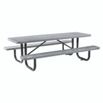 Global Industrial Expanded Steel Picnic Table, Rectangular, 96 x 62 x 29.5, Gray Top, Gray Base/Legs View Product Image