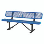 Global Industrial Expanded Steel Bench With Back, 72" x 24" x 33", Blue Seat/Back, Black Base View Product Image
