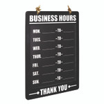 Excello Global Products Business Hours Indoor/Outdoor Hanging Chalkboard, 10 x 0.38 x 20.75, Black/White View Product Image