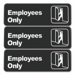 Excello Global Products Employees Only Indoor/Outdoor Wall Sign, 9" x 3", Black Face, White Graphics, 3/Pack View Product Image