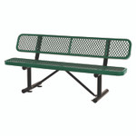 Global Industrial Expanded Steel Bench With Back, 72" x 24" x 33", Green Seat/Back, Black Base View Product Image