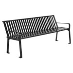Global Industrial Steel Slat Benches with Back, 72" x 26" x 31", Black Seat/Back, Black Base View Product Image