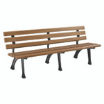 Global Industrial Recycled Plastic Benches with Back, 72" x 23" x 28", Tan Seat/Back, Black Base View Product Image