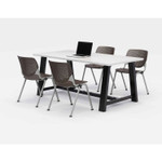 KFI Studios Midtown Dining Table with Four Brownstone Kool Series Chairs, 36 x 72 x 30, Designer White View Product Image