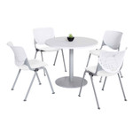 KFI Studios Pedestal Table with Four White Kool Series Chairs, Round, 36" Dia x 29h, Designer White View Product Image