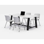 KFI Studios Midtown Dining Table with Four Light Gray Kool Series Chairs, 36 x 72 x 30, Designer White View Product Image