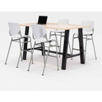 KFI Studios Midtown Bistro Dining Table with Four White Kool Barstools, 36 x 72 x 41, Kensington Maple View Product Image