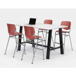 KFI Studios Midtown Bistro Dining Table with Four Coral Kool Barstools, 36 x 72 x 41, Designer White View Product Image