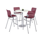 KFI Studios Pedestal Bistro Table with Four Burgundy Kool Series Barstools, Round, 36" Dia x 41h, Designer White View Product Image